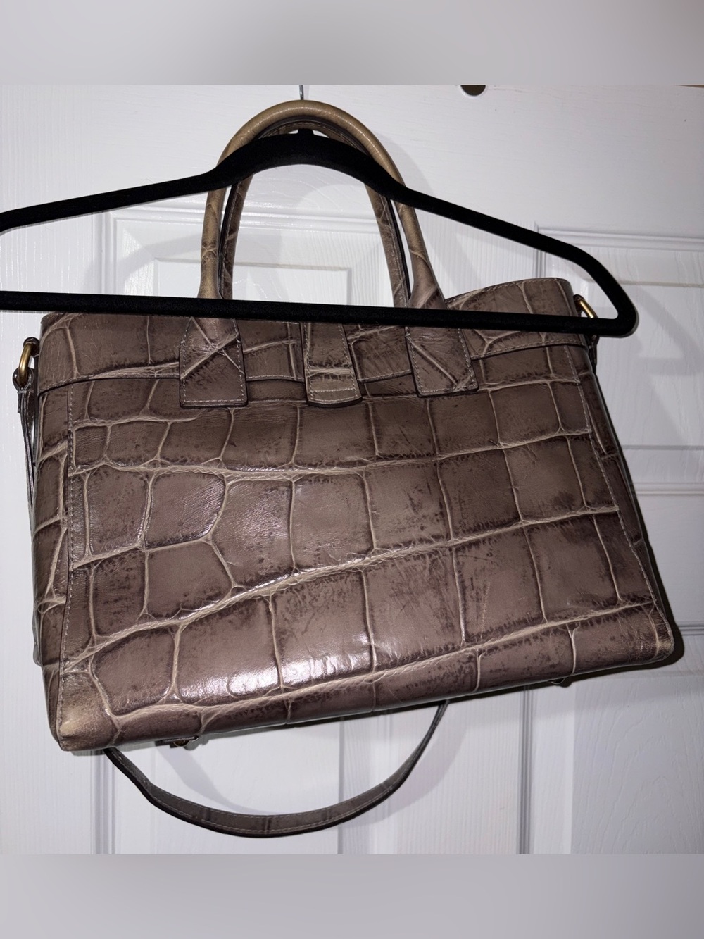 Dooney & Bourke Large Amelie gray crocodile-embossed Tote & Crossbody GUC - Picture 2 of 13